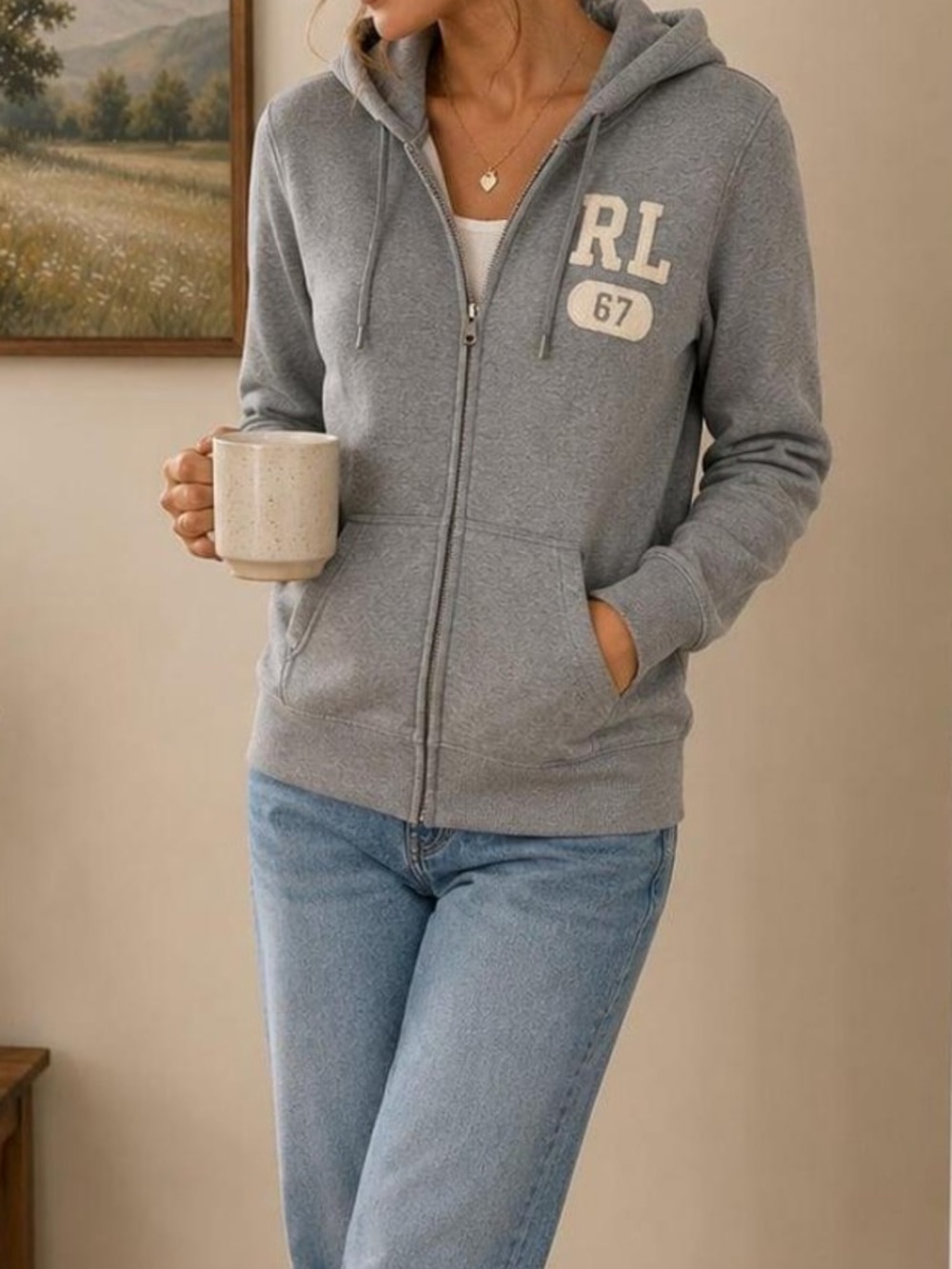 Polo Jeans Ralph Lauren Women’s Medium Heather Grey Full Zip Up Hoodie